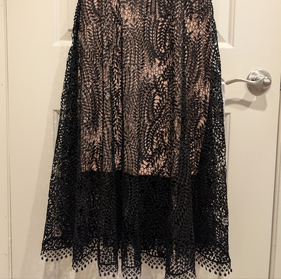 Dress the Population Shane Black Vine Lace Midi Dress Size Small - Picture 4 of 10
